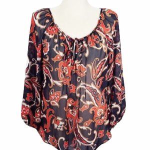 Chiffon Peasant Blouse Sz XL Petite NWT